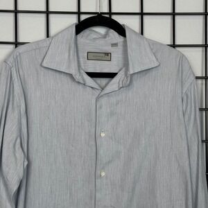 Canali Brushed Button Down Shirt Mens 42-16 1/2 Blue Business Quiet Luxury Italy